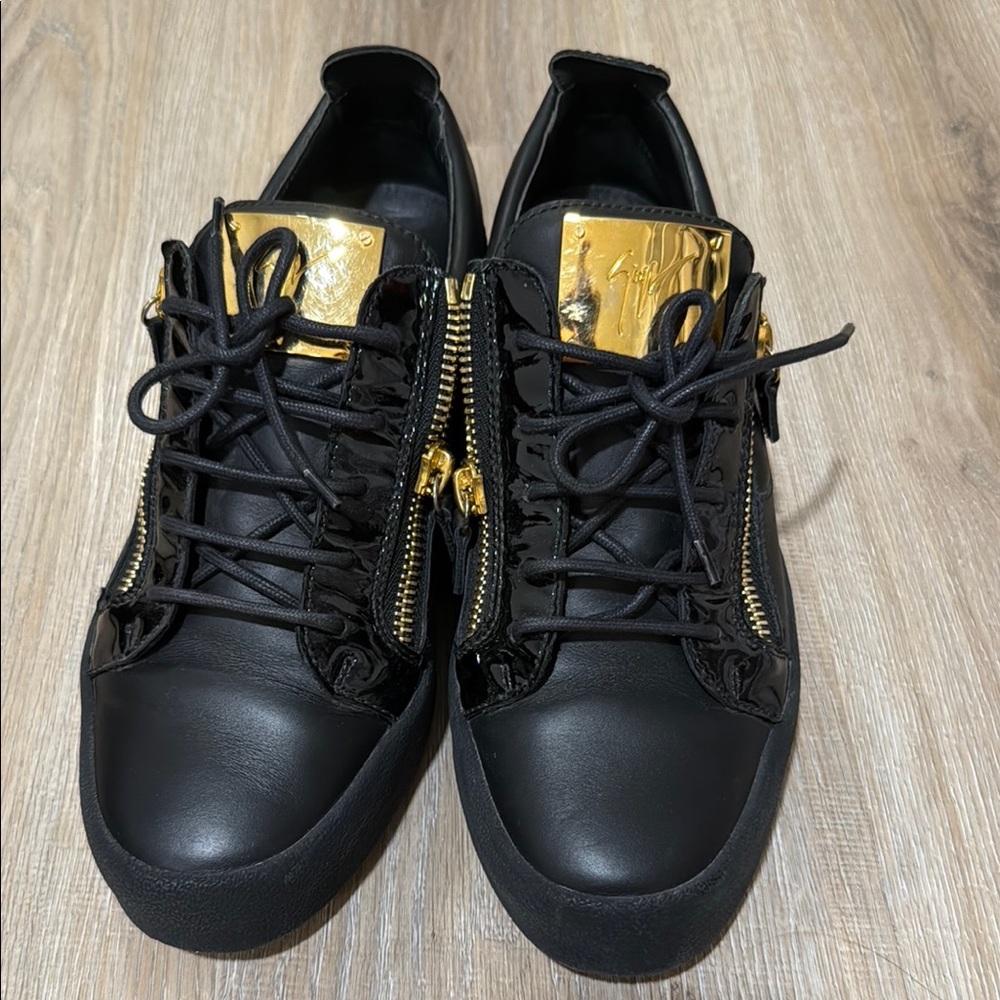 Authentic Black and Gold Designer Sneakers